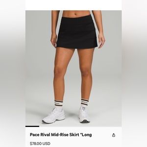 Black Lululemon Pace Rival Skirt (tall)
